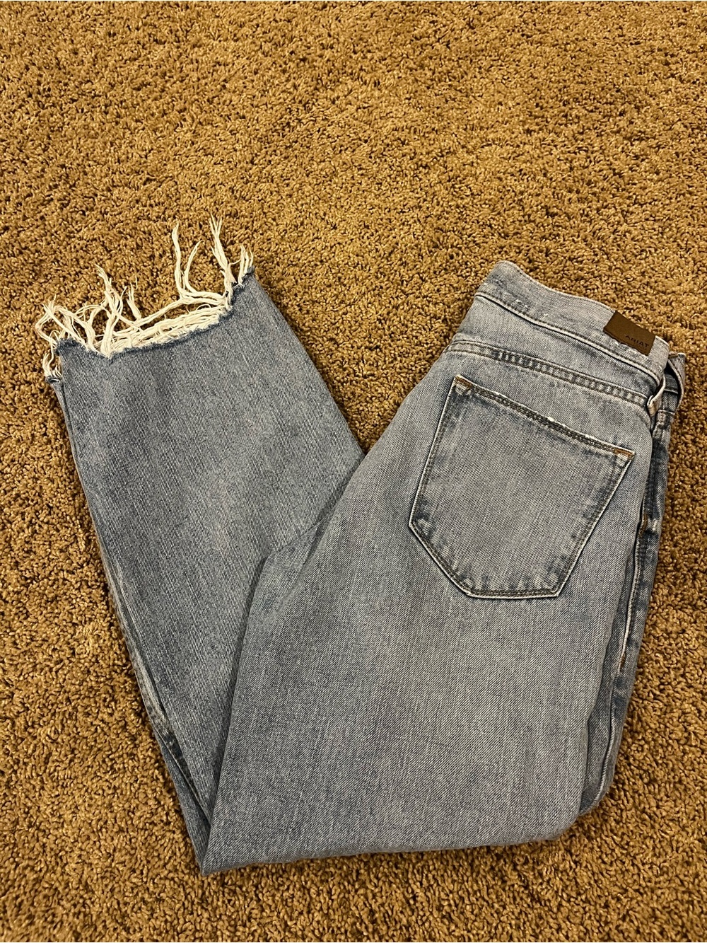 Ariat Light Blue Straight Leg Jeans with Frayed Hem